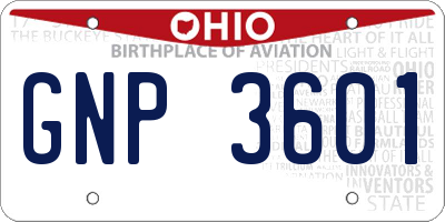 OH license plate GNP3601