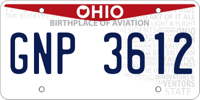 OH license plate GNP3612