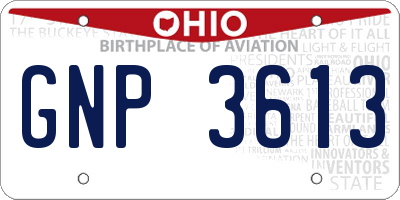 OH license plate GNP3613