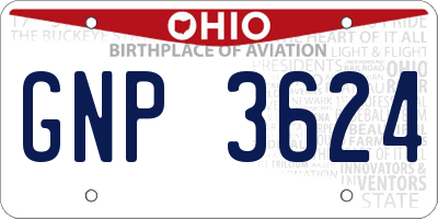 OH license plate GNP3624