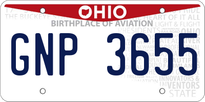 OH license plate GNP3655