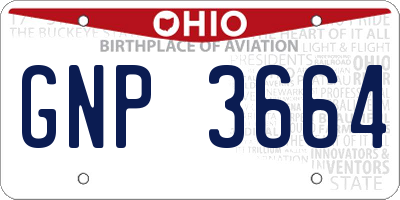 OH license plate GNP3664
