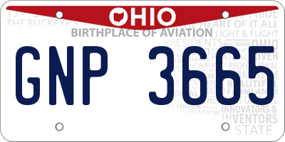 OH license plate GNP3665