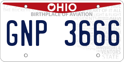 OH license plate GNP3666