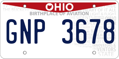 OH license plate GNP3678