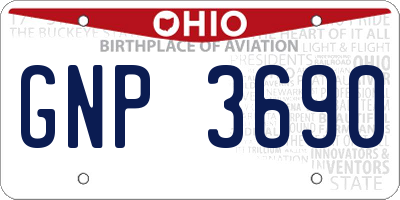 OH license plate GNP3690