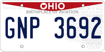 OH license plate GNP3692