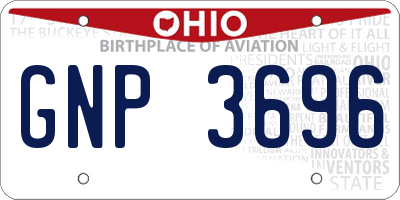 OH license plate GNP3696
