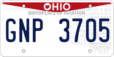 OH license plate GNP3705