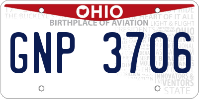 OH license plate GNP3706