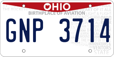 OH license plate GNP3714