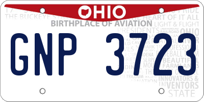 OH license plate GNP3723