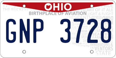 OH license plate GNP3728