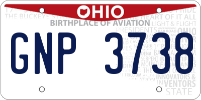 OH license plate GNP3738
