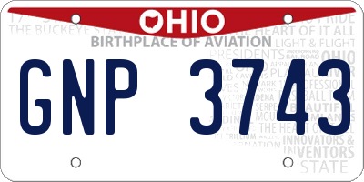 OH license plate GNP3743