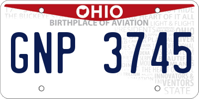 OH license plate GNP3745