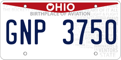 OH license plate GNP3750