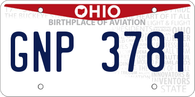 OH license plate GNP3781