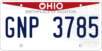 OH license plate GNP3785