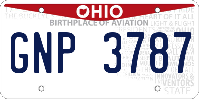 OH license plate GNP3787