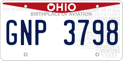 OH license plate GNP3798