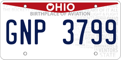 OH license plate GNP3799