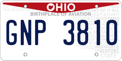 OH license plate GNP3810