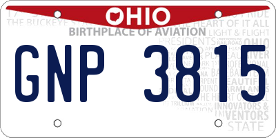 OH license plate GNP3815