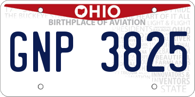 OH license plate GNP3825