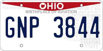 OH license plate GNP3844