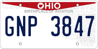 OH license plate GNP3847