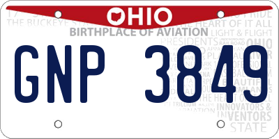 OH license plate GNP3849