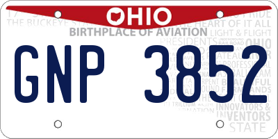 OH license plate GNP3852