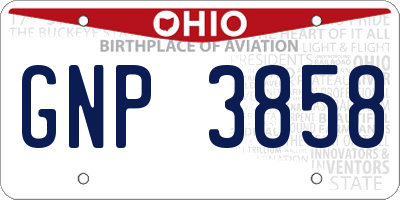 OH license plate GNP3858