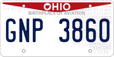 OH license plate GNP3860