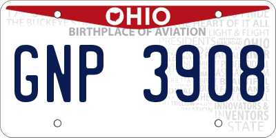 OH license plate GNP3908