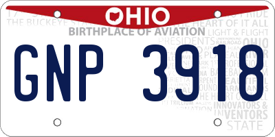 OH license plate GNP3918
