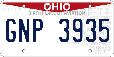 OH license plate GNP3935