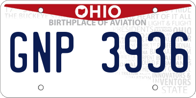 OH license plate GNP3936