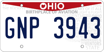 OH license plate GNP3943