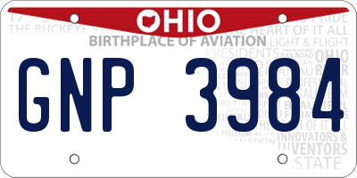 OH license plate GNP3984