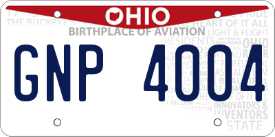 OH license plate GNP4004