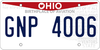 OH license plate GNP4006