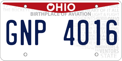 OH license plate GNP4016