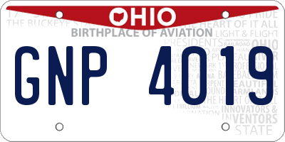 OH license plate GNP4019