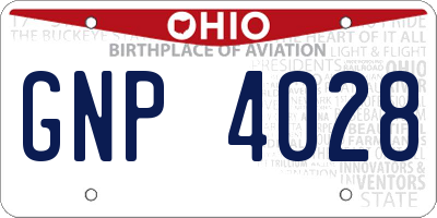 OH license plate GNP4028