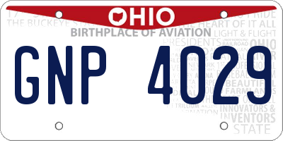 OH license plate GNP4029