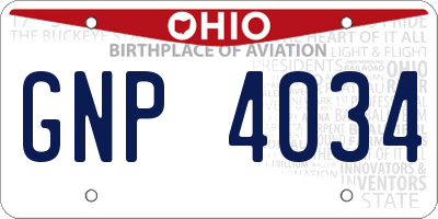 OH license plate GNP4034