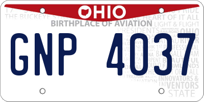 OH license plate GNP4037