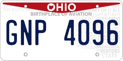 OH license plate GNP4096